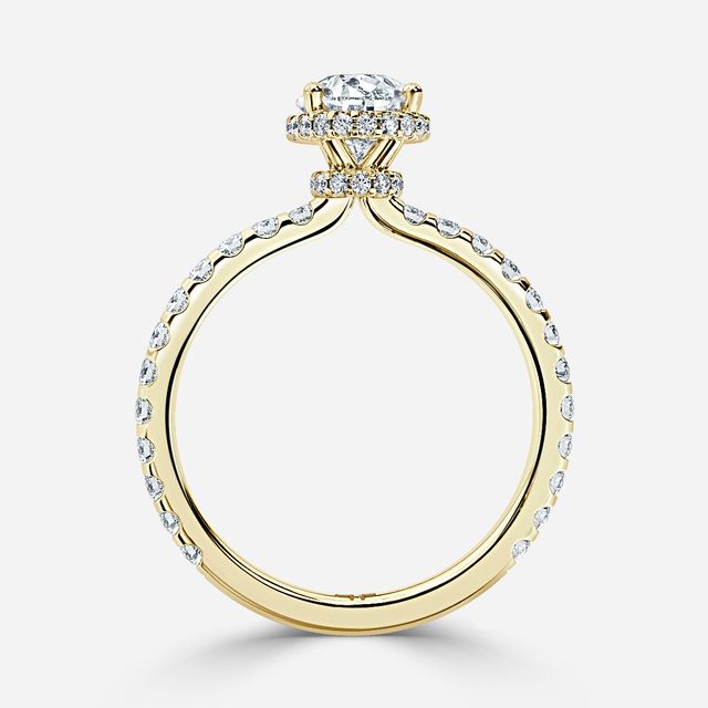 Enari Yellow Gold Double Hidden Halo Engagement Ring