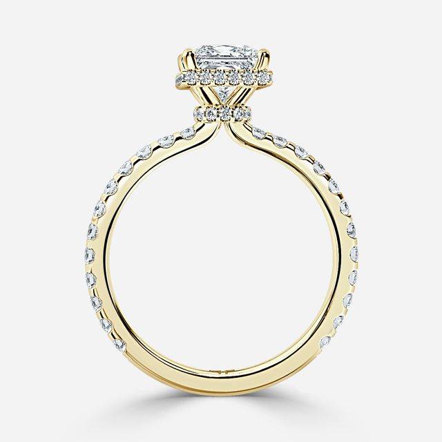 Enari Yellow Gold Double Hidden Halo Engagement Ring