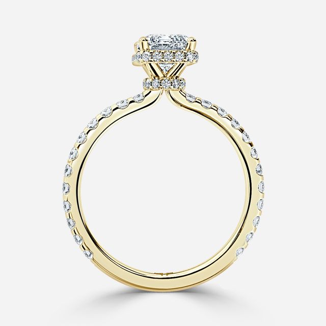 Enari Yellow Gold Double Hidden Halo Engagement Ring