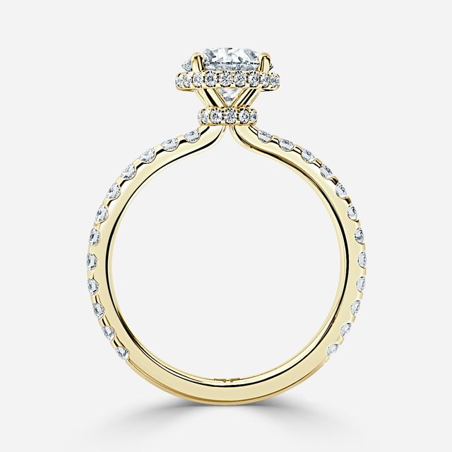 Enari Yellow Gold Double Hidden Halo Engagement Ring