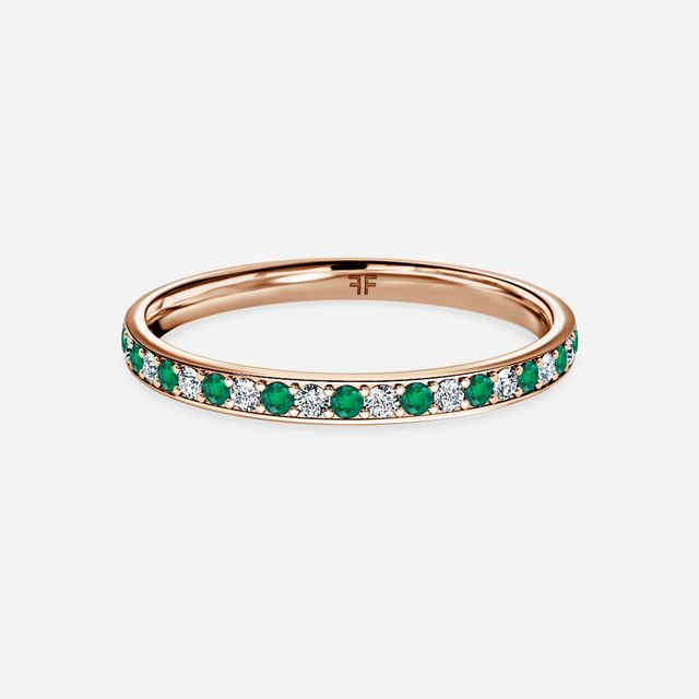 Arianna Emerald Full Eternity Wedding Ring In Rose Gold