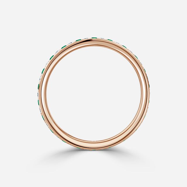 Arianna Emerald Full Eternity Wedding Ring In Rose Gold