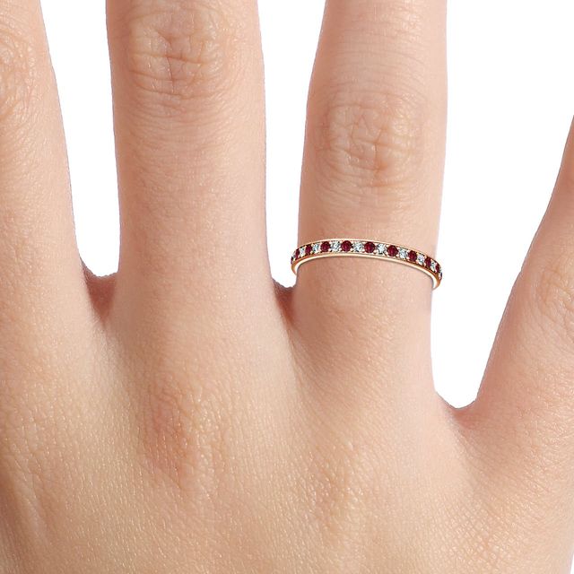 Arianna Ruby Half Eternity Wedding Ring In Rose Gold