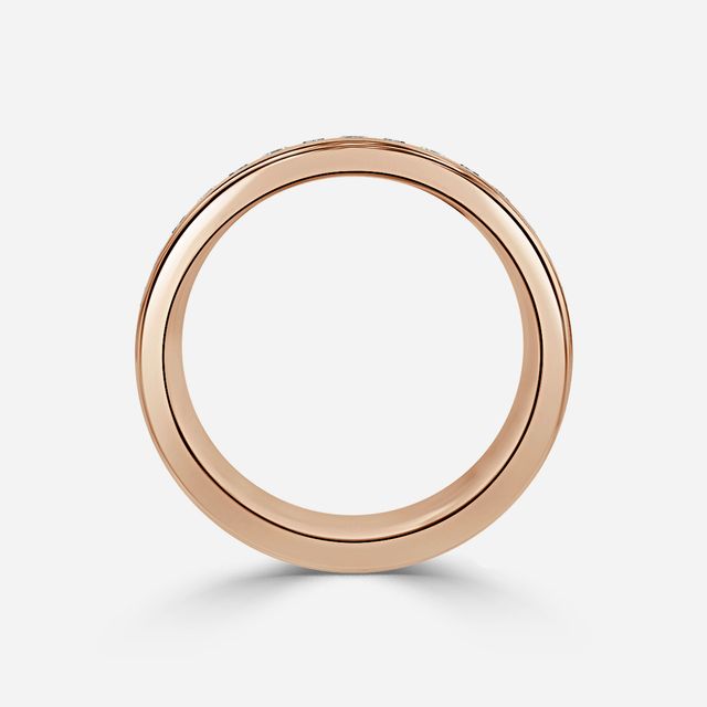 Britney Rose Gold Round And Emerald Diamond Wedding Ring
