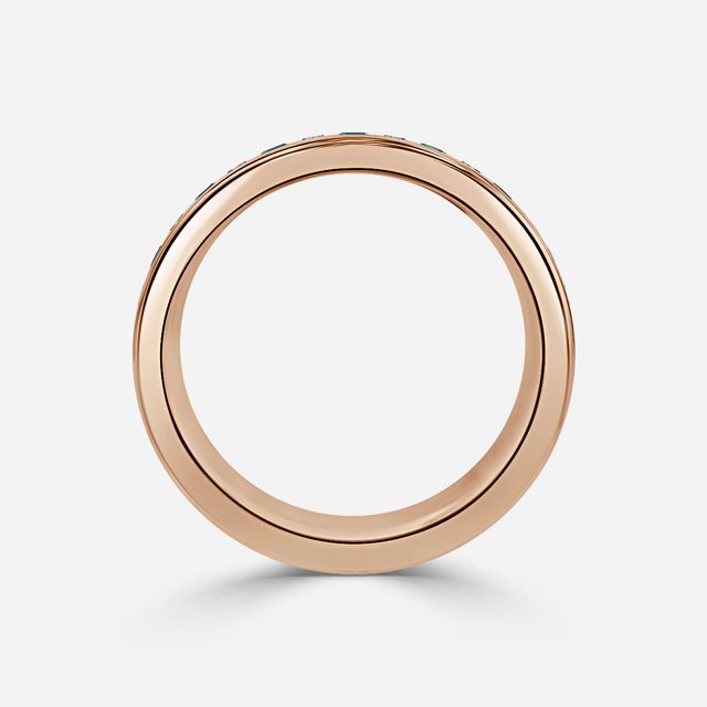 Bradley Rose Gold Round And Green Emerald Diamond Wedding Ring
