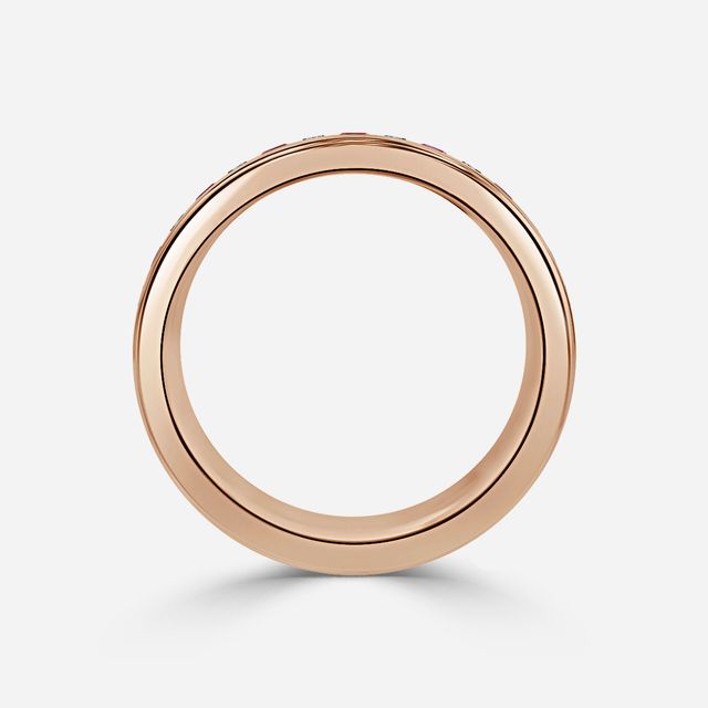 Bradley Rose Gold Round And Ruby Emerald Diamond Wedding Ring