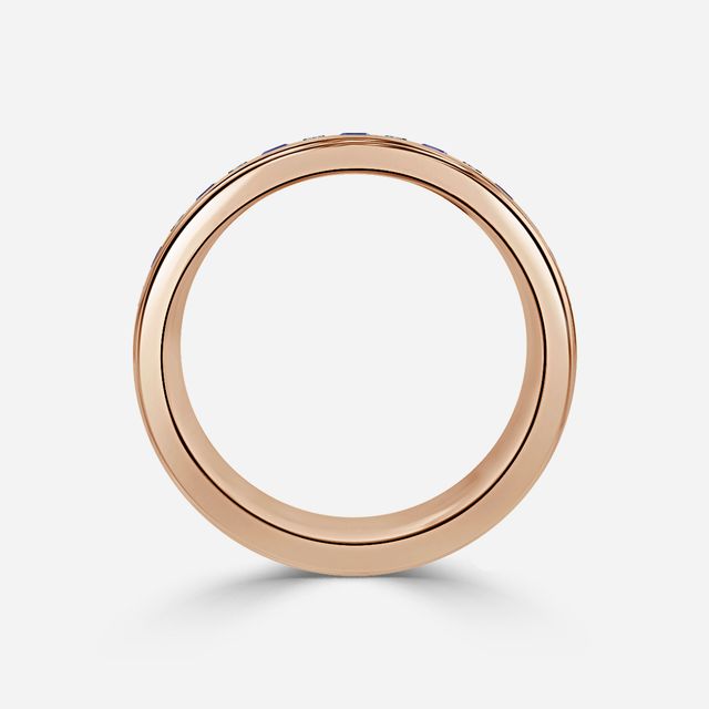 Bradley Rose Gold Round And Sapphire Emerald Diamond Wedding Ring