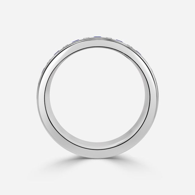 Bradley White Gold Round And Sapphire Emerald Diamond Wedding Ring