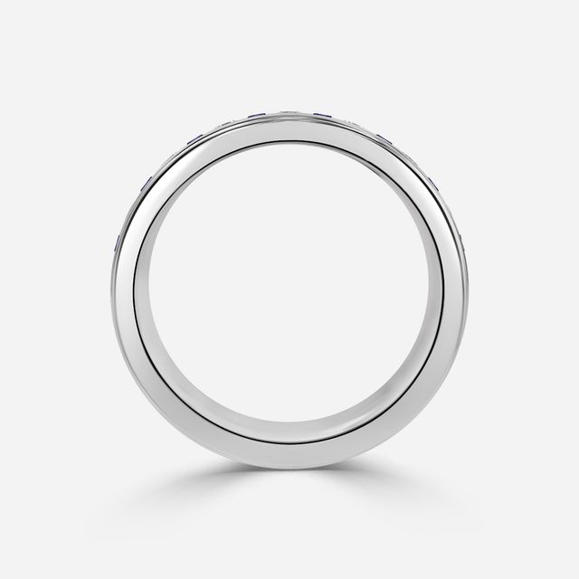 Bradley White Gold Emerald And Sapphire Round Diamond Wedding Ring