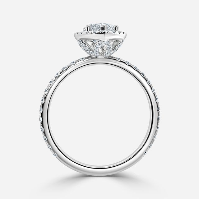 Fortuna Pave White Gold Halo Engagement Ring