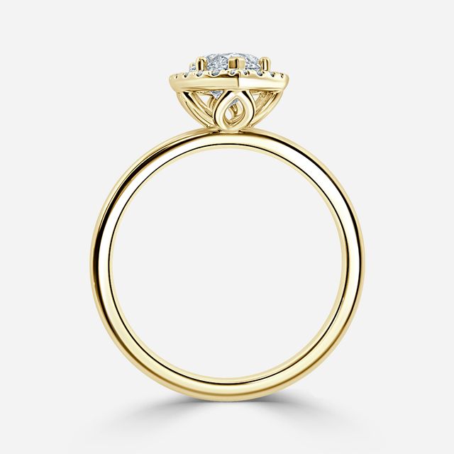 Fortuna Yellow Gold Halo Engagement Ring
