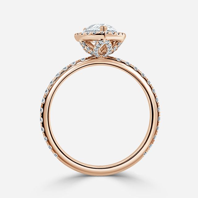 Fortuna Pave Rose Gold Halo Engagement Ring