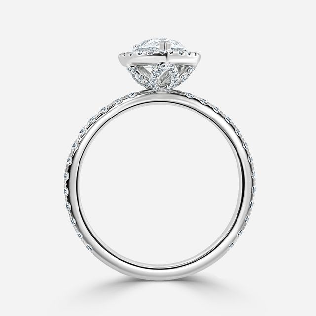 Fortuna Pave Platinum Halo Engagement Ring