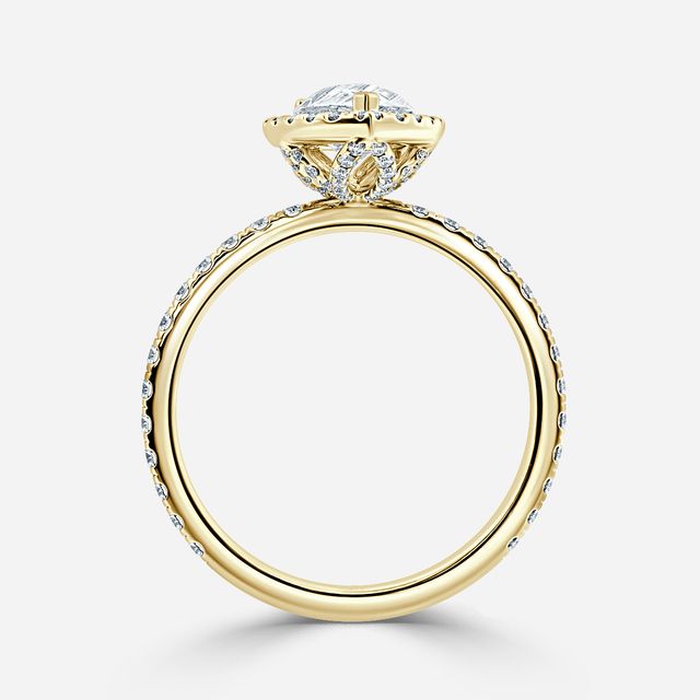 Fortuna Pave Yellow Gold Halo Engagement Ring