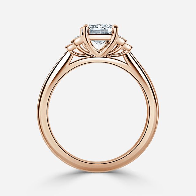 Lapilli Five Stone Bezel Set Engagement Ring in Rose Gold