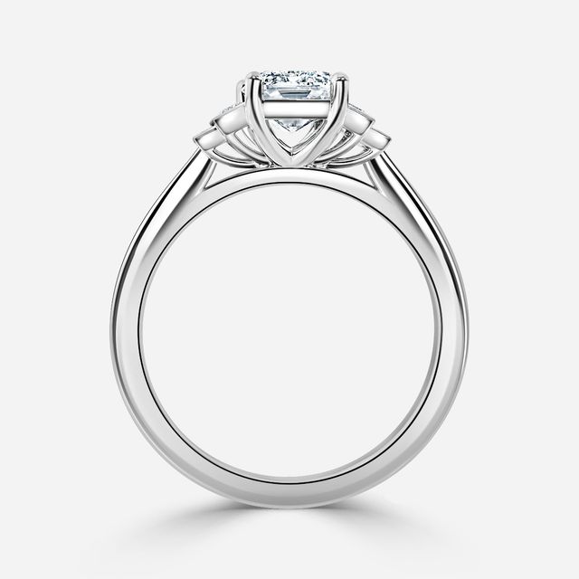 Lapilli Platinum Bezel Set Trilogy Engagement Ring