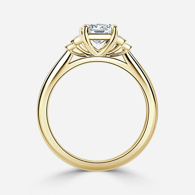Lapilli Five Stone Bezel Set Engagement Ring in Yellow Gold