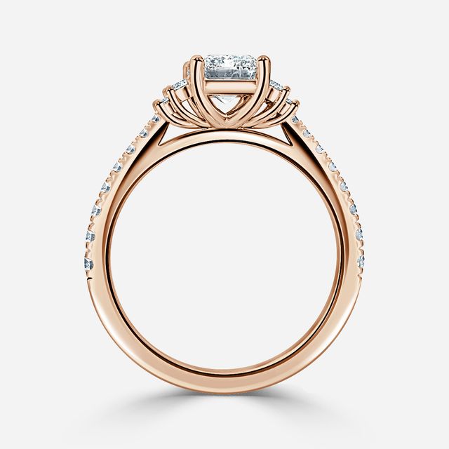 Sara Pave Rose Gold Trilogy Engagement Ring