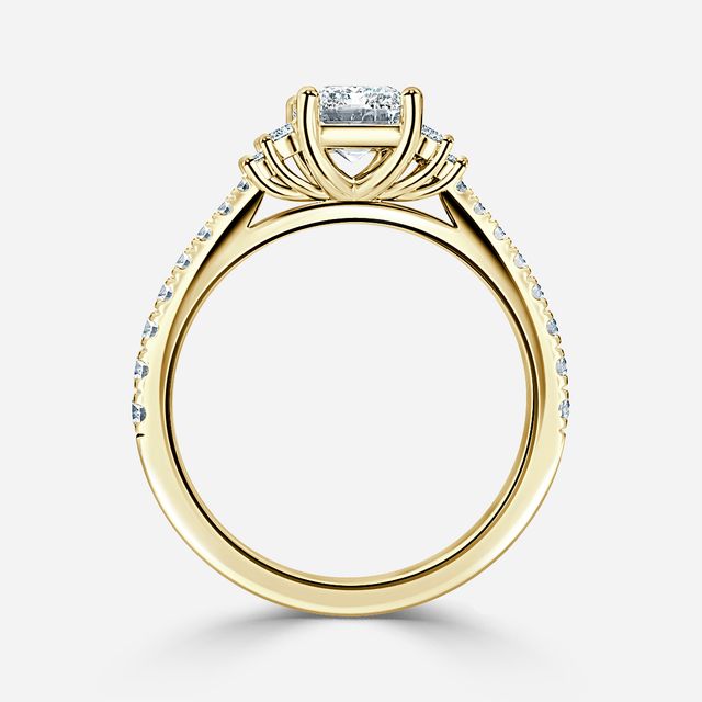 Sara Pave Yellow Gold Trilogy Engagement Ring