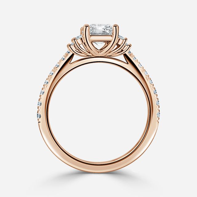Sara Pave Rose Gold Trilogy Engagement Ring