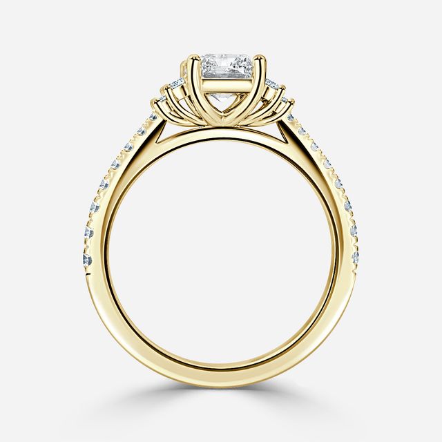 Sara Pave Yellow Gold Trilogy Engagement Ring