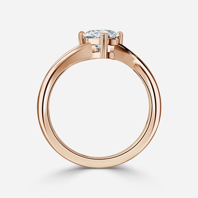 Ferre V Shaped Marquise Rose Gold Solitaire Engagement Ring