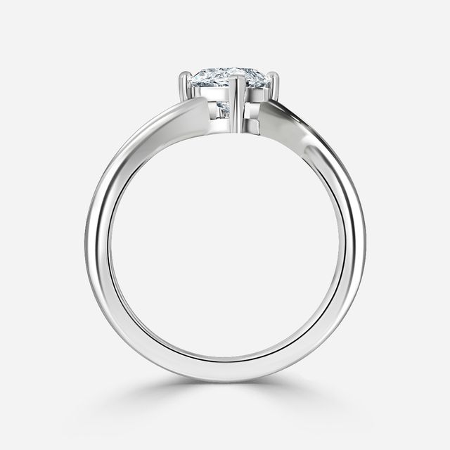 Ferre V Shaped Pear White Gold Modern Engagement Ring