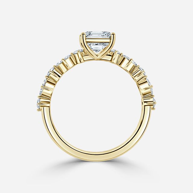 Laura Yellow Gold Marquise And Round Diamond Band Engagement Ring
