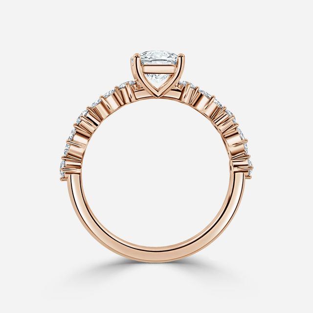 Laura Rose Gold Marquise And Round Diamond Band Engagement Ring