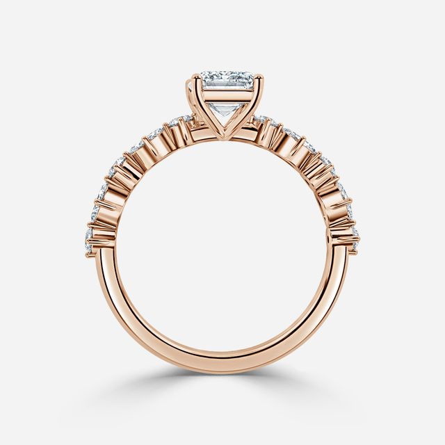 Laura Rose Gold Marquise And Round Diamond Band Engagement Ring