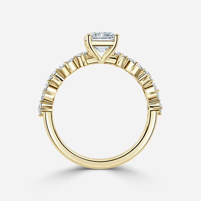 Laura Yellow Gold Marquise And Round Diamond Band Engagement Ring
