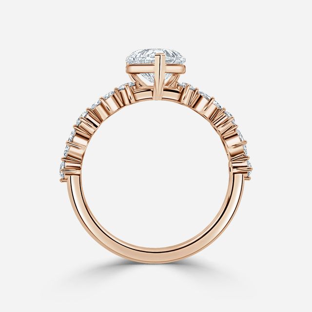 Laura Rose Gold Marquise And Round Diamond Band Engagement Ring