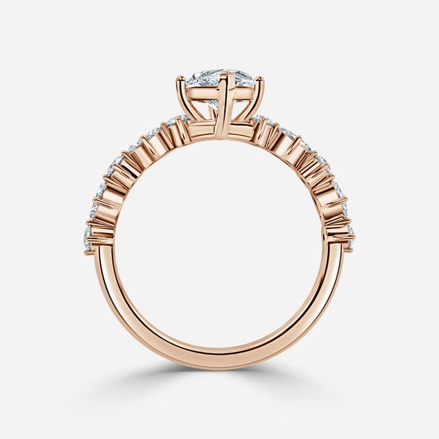 Laura Rose Gold Marquise And Round Diamond Band Engagement Ring