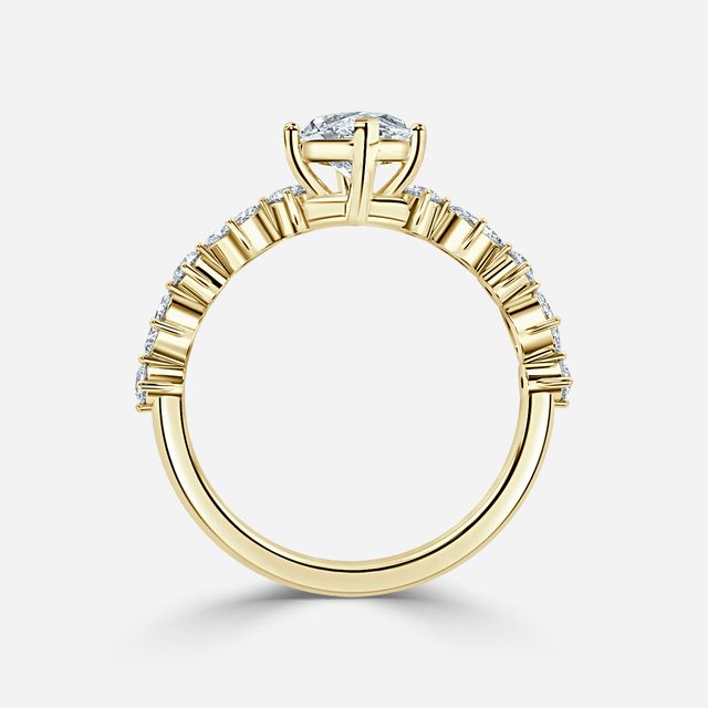 Laura Yellow Gold Marquise And Round Diamond Band Engagement Ring