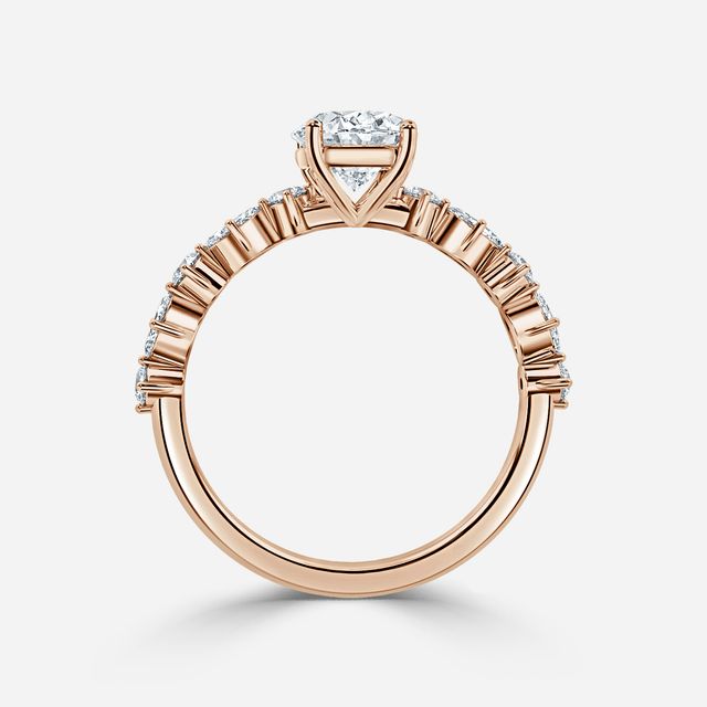 Laura Rose Gold Marquise And Round Diamond Band Engagement Ring