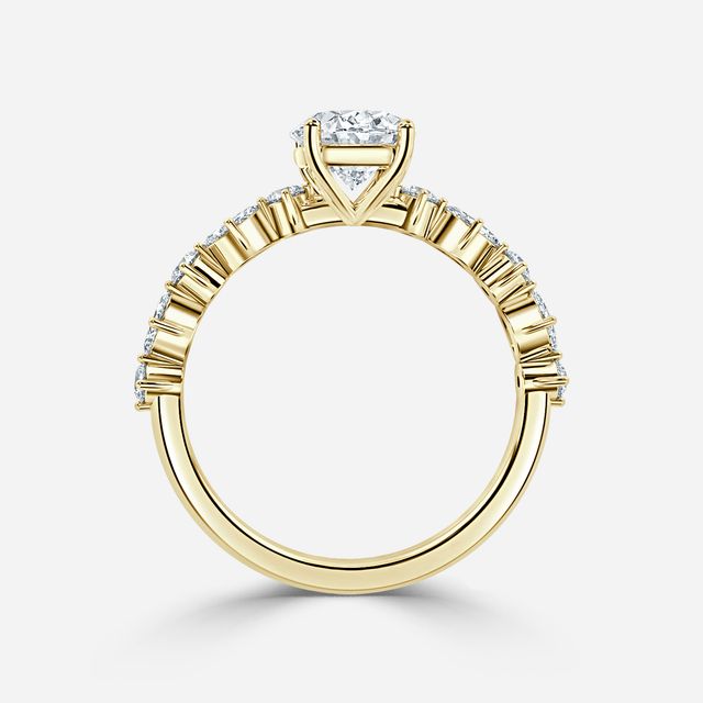 Laura Yellow Gold Marquise And Round Diamond Band Engagement Ring