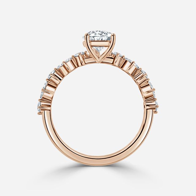 Laura Rose Gold Marquise And Round Diamond Band Engagement Ring