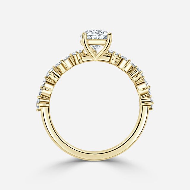 Laura Yellow Gold Marquise And Round Diamond Band Engagement Ring