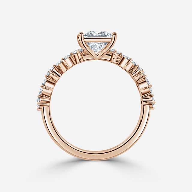 Laura Rose Gold Marquise And Round Diamond Band Engagement Ring