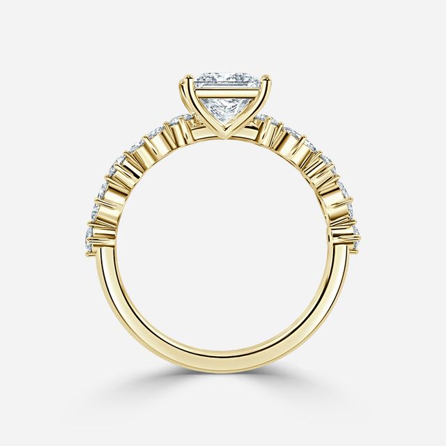 Laura Yellow Gold Marquise And Round Diamond Band Engagement Ring