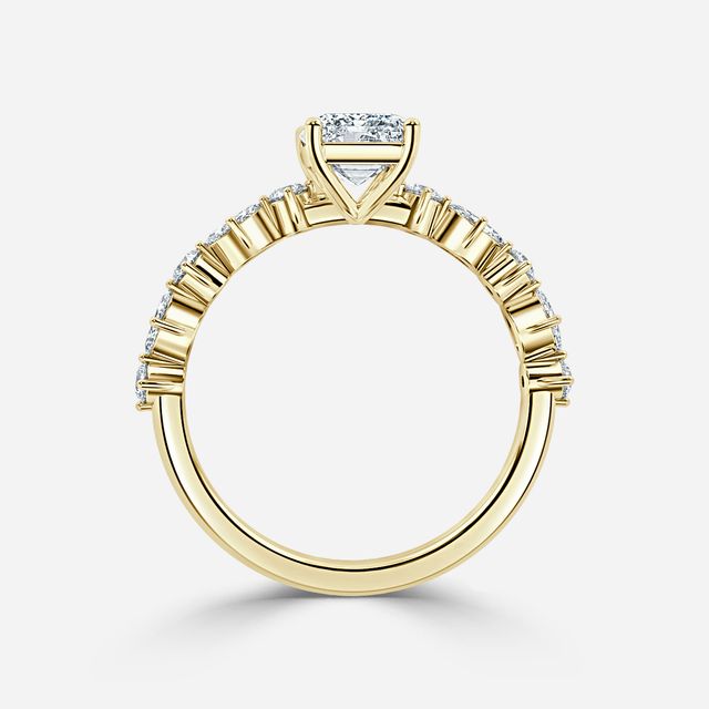 Laura Yellow Gold Marquise And Round Diamond Band Engagement Ring