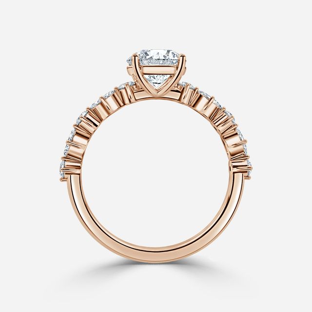 Laura Rose Gold Marquise And Round Diamond Band Engagement Ring