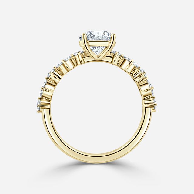 Laura Yellow Gold Marquise And Round Diamond Band Engagement Ring