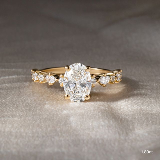 Laura Yellow Gold Marquise And Round Diamond Band Engagement Ring