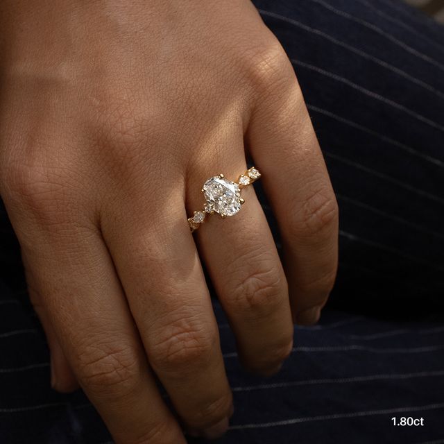 Laura Yellow Gold Marquise And Round Diamond Band Engagement Ring