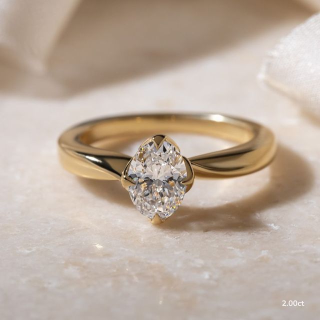 Vri Yellow Gold Flower Engagement Ring
