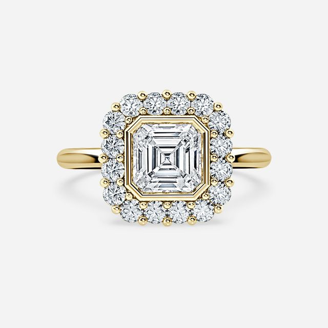 Aruna Yellow Gold Halo Engagement Ring