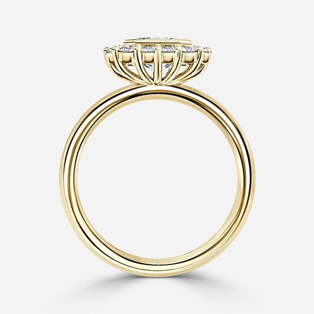 Aruna Yellow Gold Halo Engagement Ring