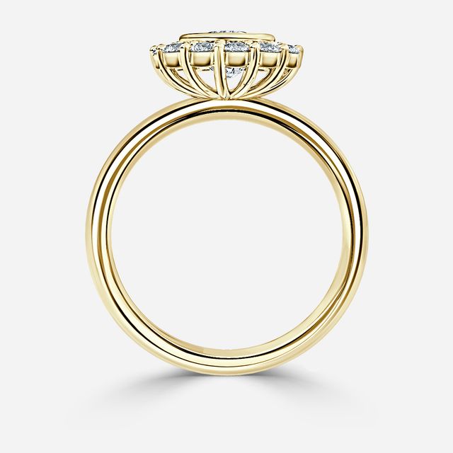 Aruna Yellow Gold Halo Engagement Ring