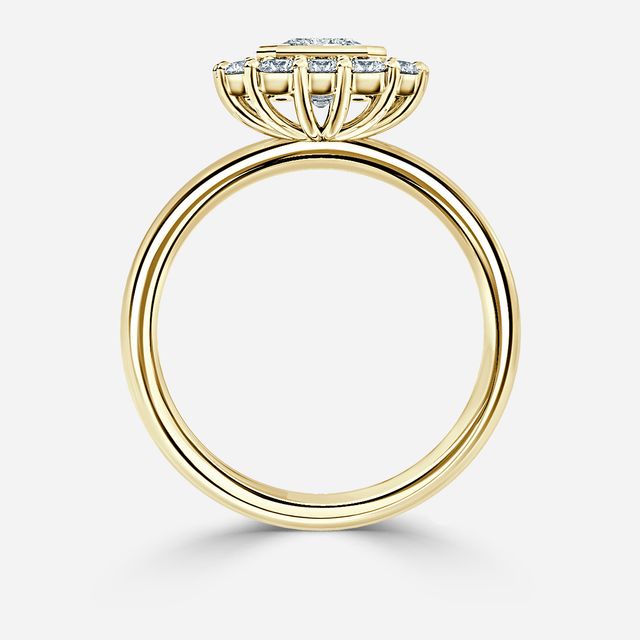 Aruna Yellow Gold Halo Engagement Ring